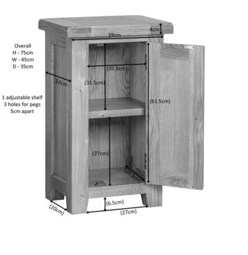 Summer Waxed Oak 1 Door Cupboard | Assembled