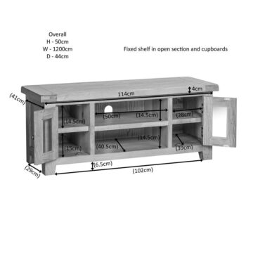 Summer Waxed Oak 2 Door TV Unit 120cm | Assembled