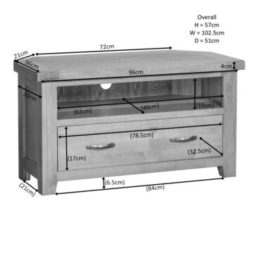Summer Waxed Oak 1 Drawer Corner TV Unit 102cm | Assembled