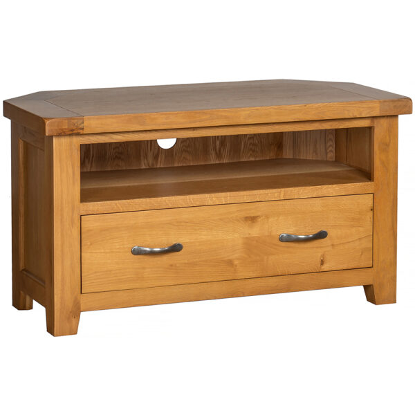 Summer Waxed Oak Corner TV Unit | Fully Assembled