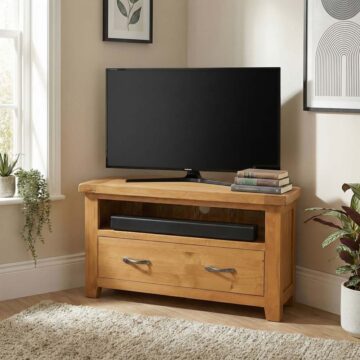 Summer Waxed Oak Corner TV Unit | Assembled