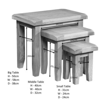 Summer Waxed Oak Nest of Tables | Assembled