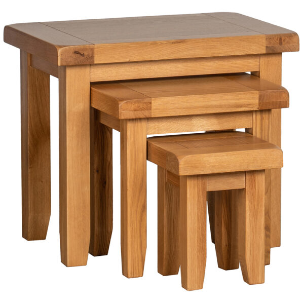 Summer Waxed Oak Nest Of Tables | Fully Assembled