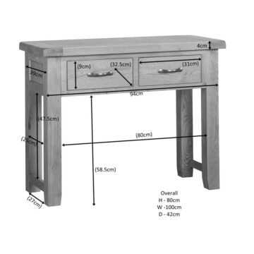 Summer Waxed Oak 2 Drawer Console Table
