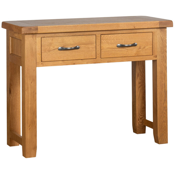 Summer Waxed Oak Console Table With 2 Drawers