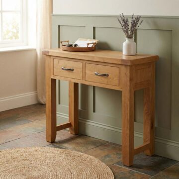 Summer Waxed Oak Console Table With 2 Drawers