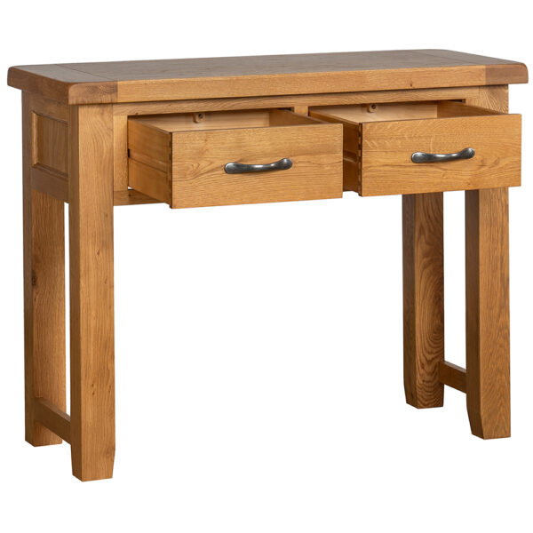 Summer Waxed Oak Console Table With 2 Drawers