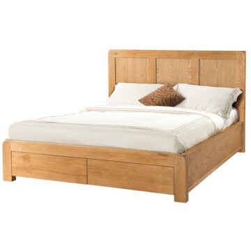 Haven Waxed Oak 4’6 Double Bed With 2 Storage Drawers