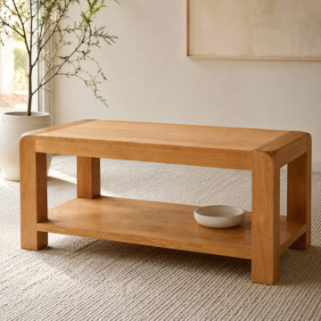 Haven Waxed Oak Coffee Table With Shelf | Assembled
