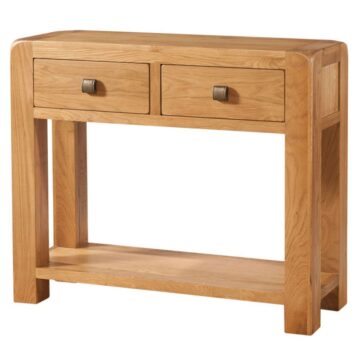 Avon Waxed Oak Large Console Table 2 Drawer And Shelf | Assembled | Clearance