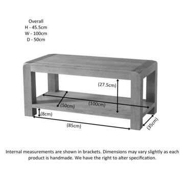 Haven Waxed Oak Coffee Table With Shelf | Assembled