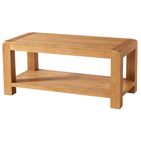 Haven Waxed Oak Coffee Table With Shelf | Fully Assembled