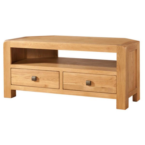 Avon Waxed Oak Corner TV Unit | Fully Assembled | Clearance