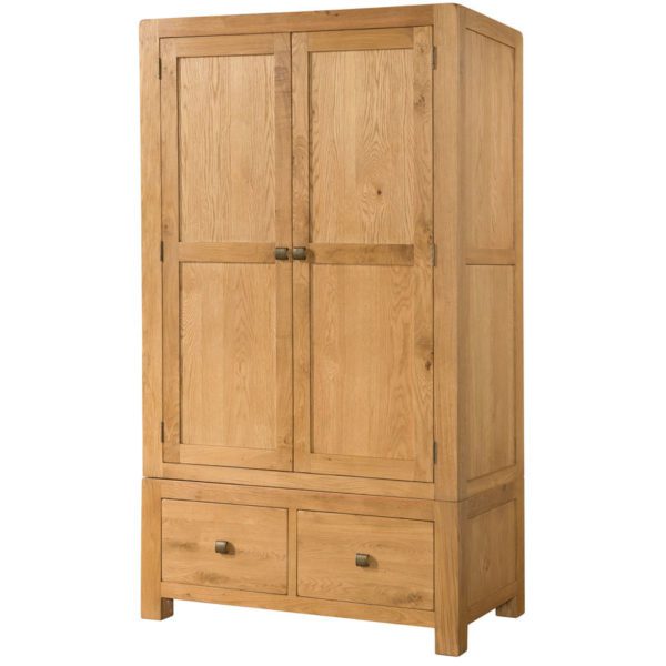 Haven Waxed Oak Double Wardrobe With 2 Drawers