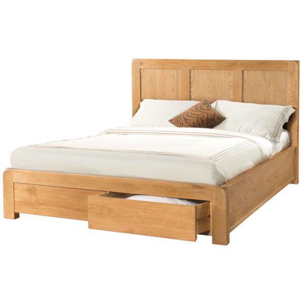 Avon Waxed Oak King Size Bed With 2 Storage Drawers | Clearance