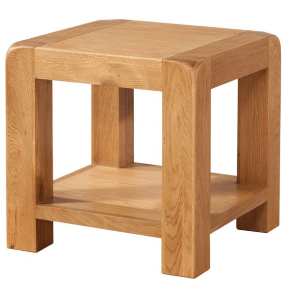 Haven Waxed Oak Lamp Table With Shelf | Fully Assembled | Clearance