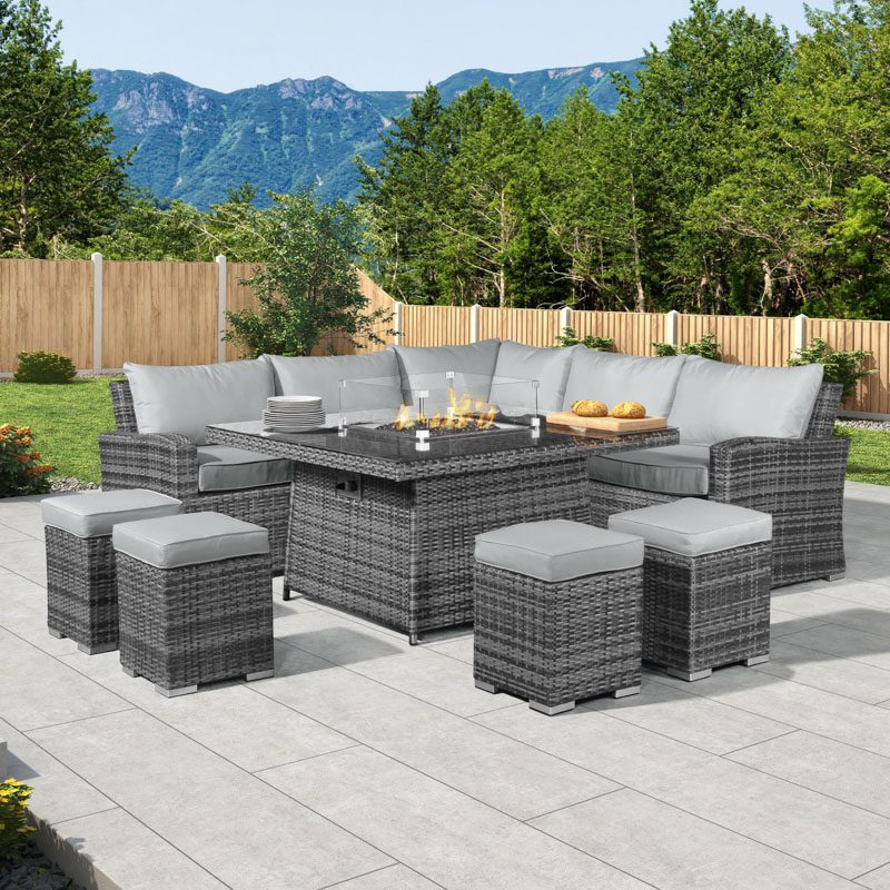 Nova Rattan Deluxe Cambridge Fireglow Casual Dining Rattan Corner Sofa
