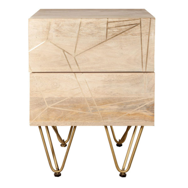 Light Gold 2 Drawer Side Table