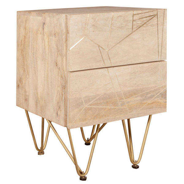 Light Gold 2 Drawer Side Table