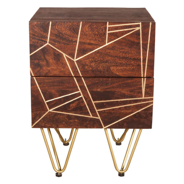 Dark Gold 2 Drawer Side Table