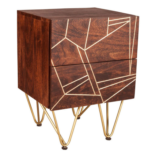 Dark Gold 2 Drawer Side Table