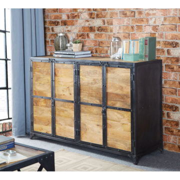 Moseley Industrial 4 Door Large Sideboard | Assembled