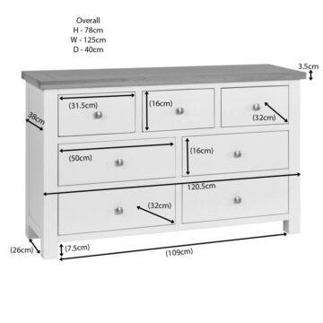 Wynyard Ivory 3 Over 4 Chest of Drawers | Assembled