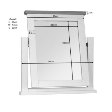 Wynyard Grey Single Vanity Mirror | Oak Finish Top