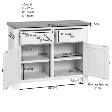 Wynyard Ivory 2 Door 2 Drawer Sideboard | Assembled