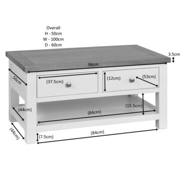 Wynyard Grey 2 Drawer Coffee Table