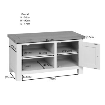 Wynyard Ivory 1 Door TV Unit 90cm | Assembled