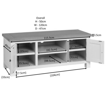Wynyard Grey 2 Door TV Unit 120cm | Assembled