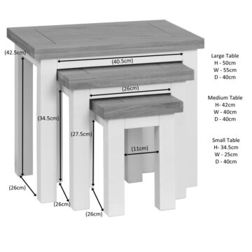 Wynyard Ivory Nest of Tables | Oak Tops | Assembled