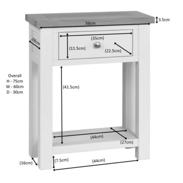 Wynyard White 1 Drawer Small Console Table