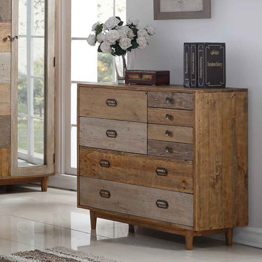 Apartment Reclaimed Pine 7 Drawer Chest Free Delivery Returns