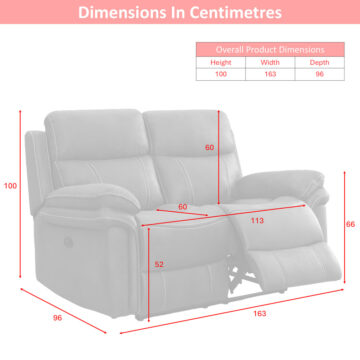 Richmond Charcoal Grey Leather 2 Seat Reclining Sofa