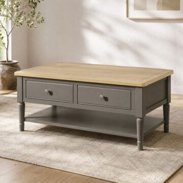 Kirkby Pewter Grey Coffee Table With Drawers