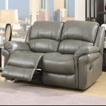 Farnham Grey Leather Sofa 2 Seat Recliner
