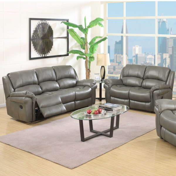 Farnham Grey Leather 3+2 Recliner Suite | Clearance