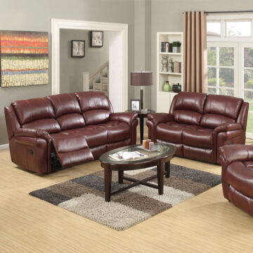 Farnham Burgundy Leather 3+2 Recliner Suite | Clearance