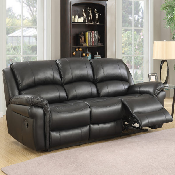 Farnham Black Leather 3+1+1 Recliner Suite