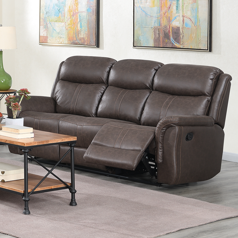 Portland Rustic Brown Leather 3 Seat Reclining Sofa Free Delivery
