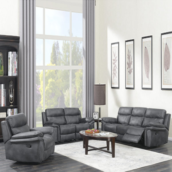 Richmond Charcoal Grey Leather Reclining Armchair