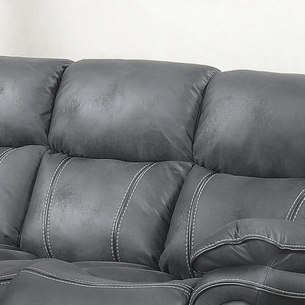 Richmond Charcoal Grey Leather 2 Seat Reclining Sofa