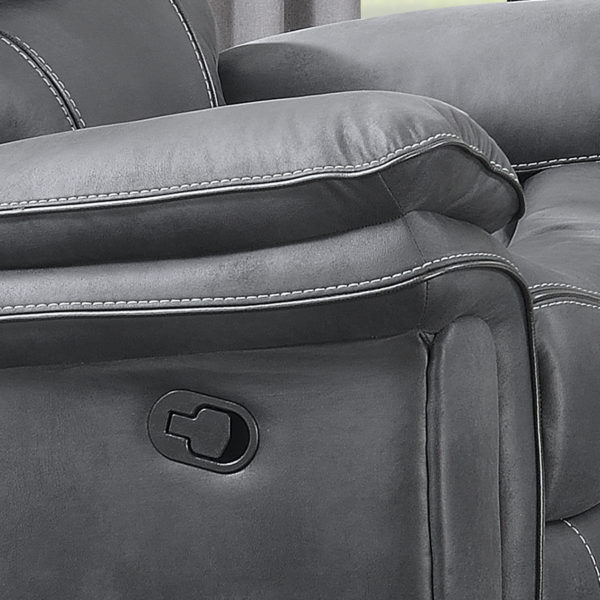 Richmond Charcoal Grey Leather 2 Seat Reclining Sofa