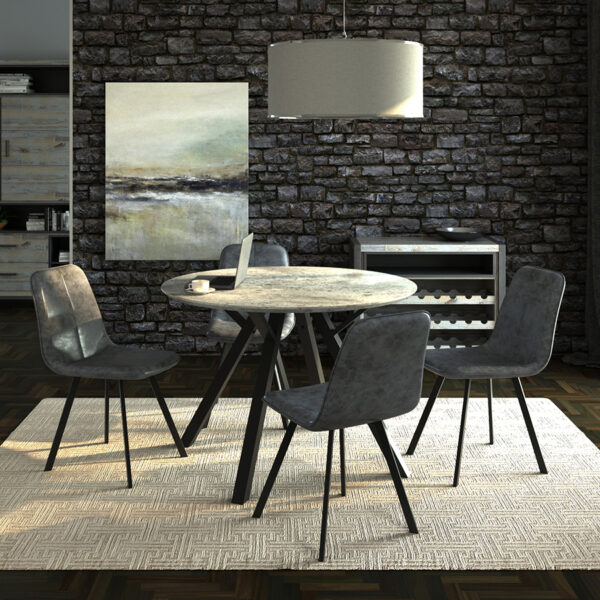 Patterdale Modern Concrete Effect Round Dining Table | Grey