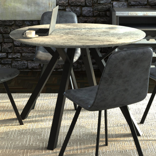 Patterdale Modern Concrete Effect Round Dining Table | Grey