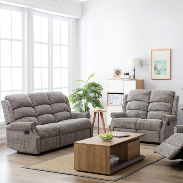 Windsor 3+2 Seat Reclining Suite In Latte Fabric