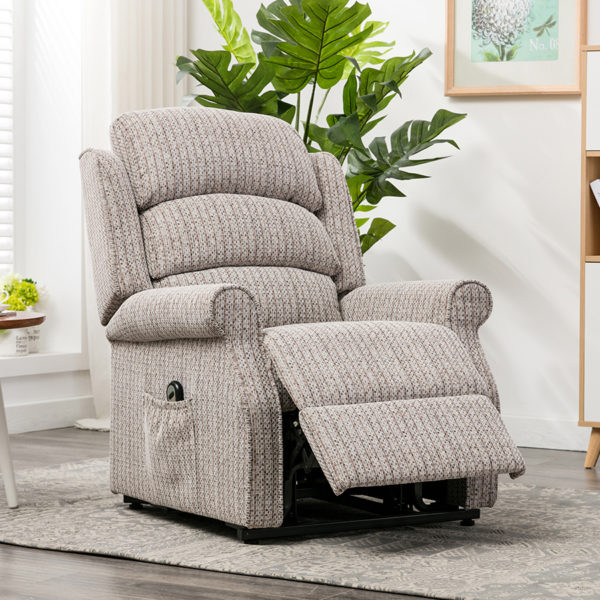 Windsor Electric Riser Recliner Armchair Natural Fabric Grey