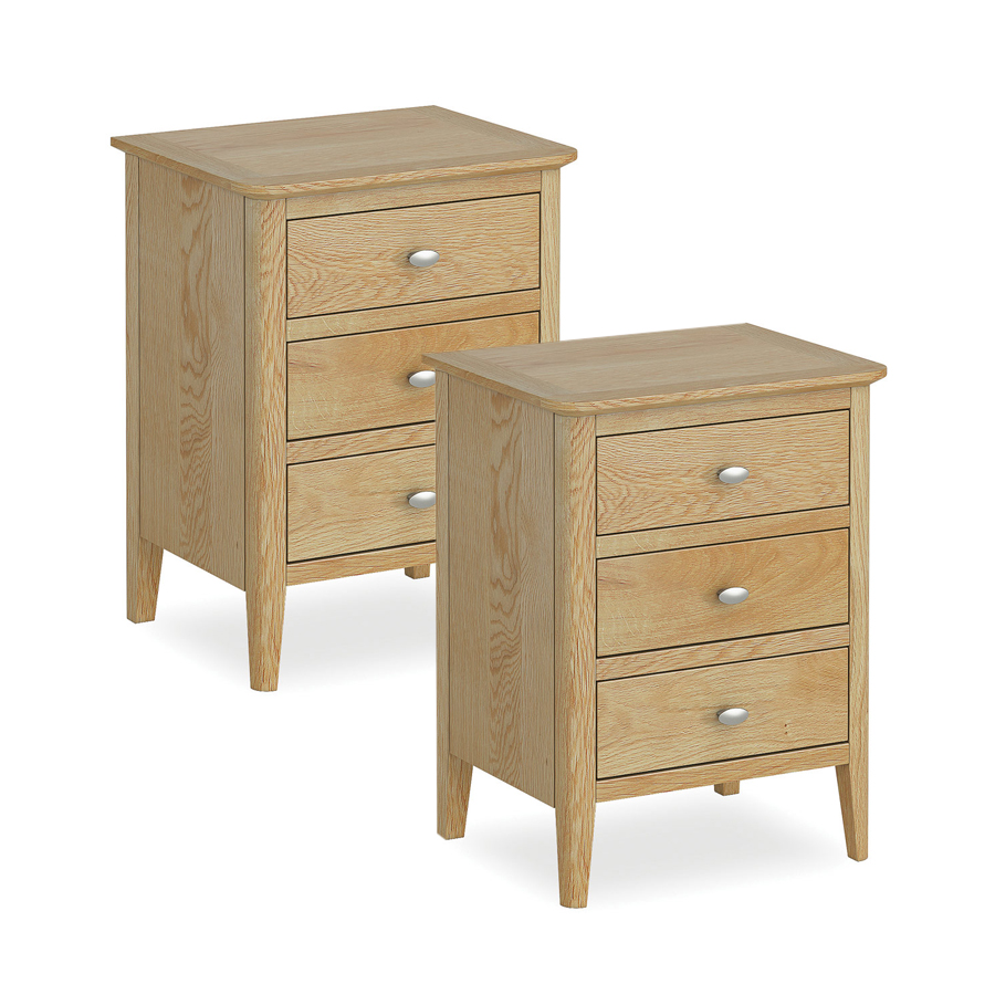 Denby Oak Set Of 2 Bedside Cabinet No Assembly Required